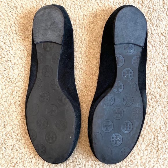 Tory Burch Black Suede Reva Ballet Flats Size 7.5 - Picture 9 of 10